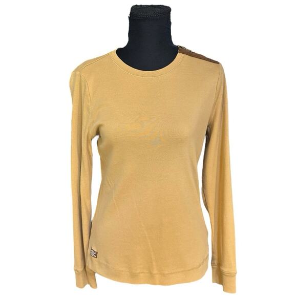 Lauren Ralph Lauren Brown Crew Neck Faux Leather Elbow Patch T-Shirt Size L - Picture 1 of 11